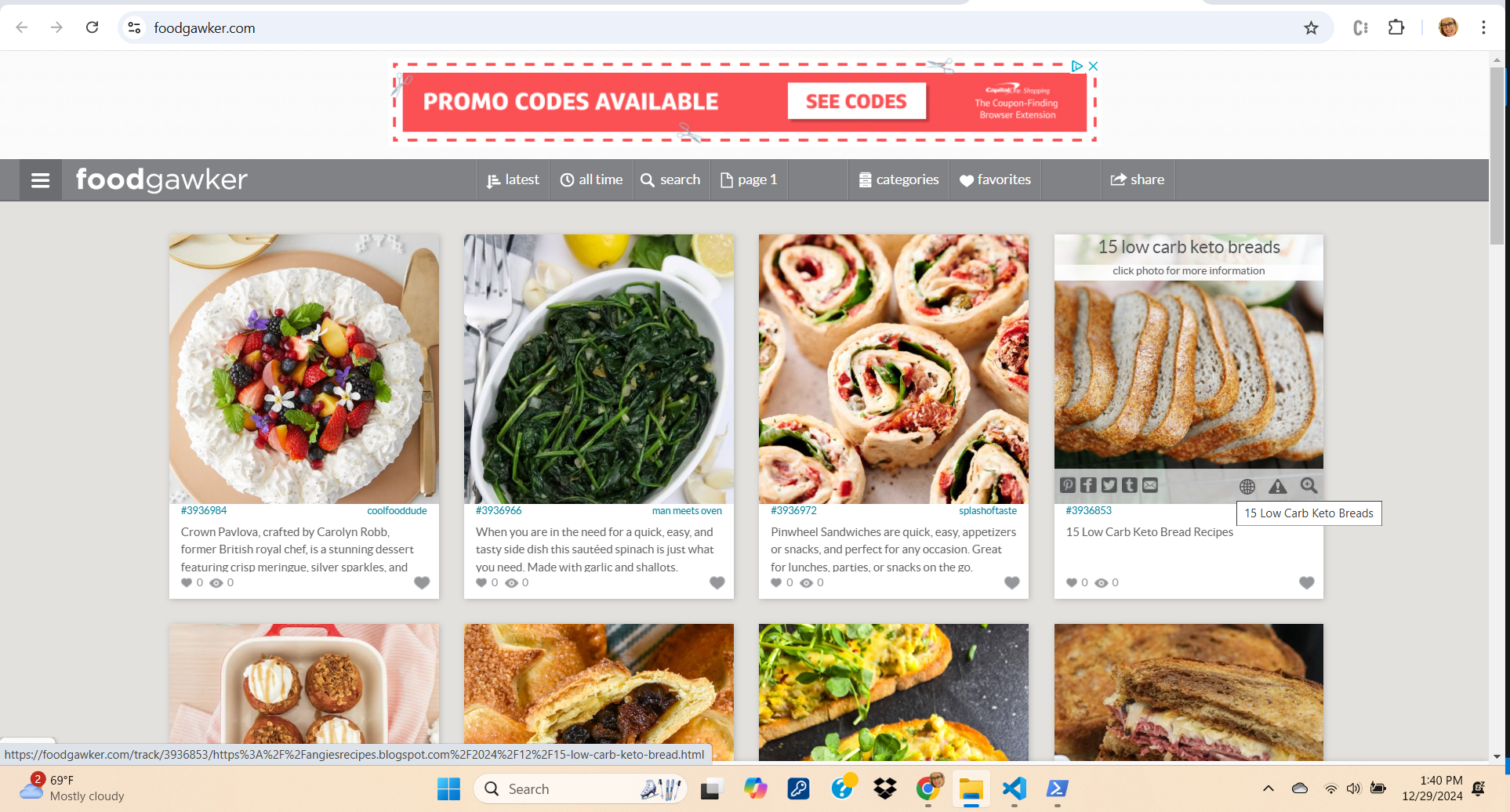 Screenshot of a Food-Sharing Website