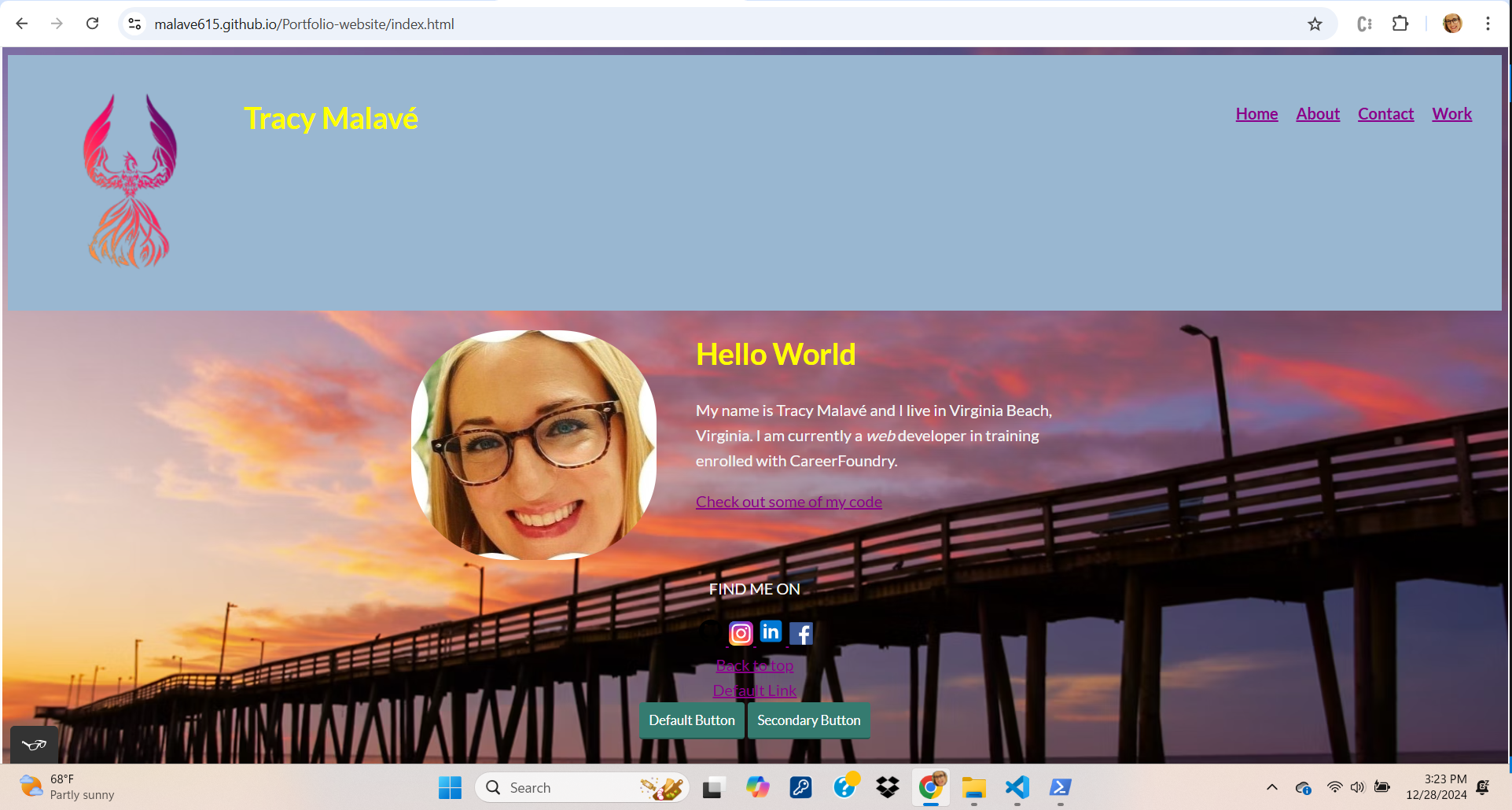 Screenshot of the Responsive Portfolio Website project